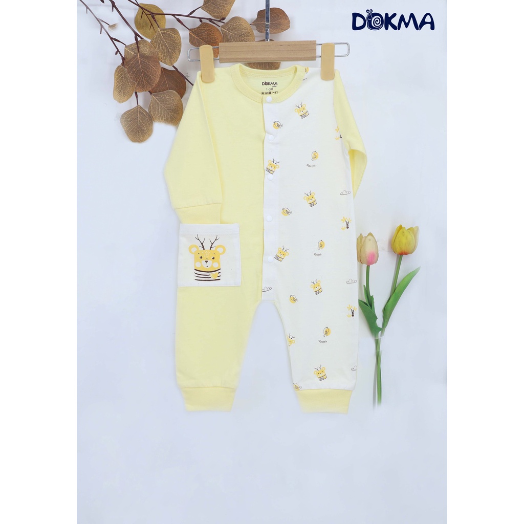 DB480 Body cài giữa dài tay phối kẻ  Dokma (3-12M)