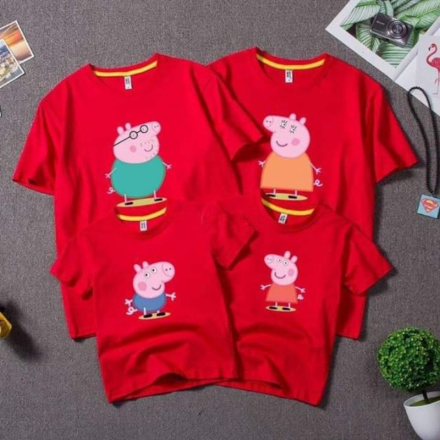 Áo gia đình heo peppa in nổi