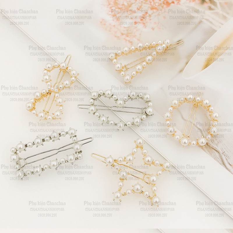 Kẹp tóc đính hạt châu sang chảnh 18k / cái
