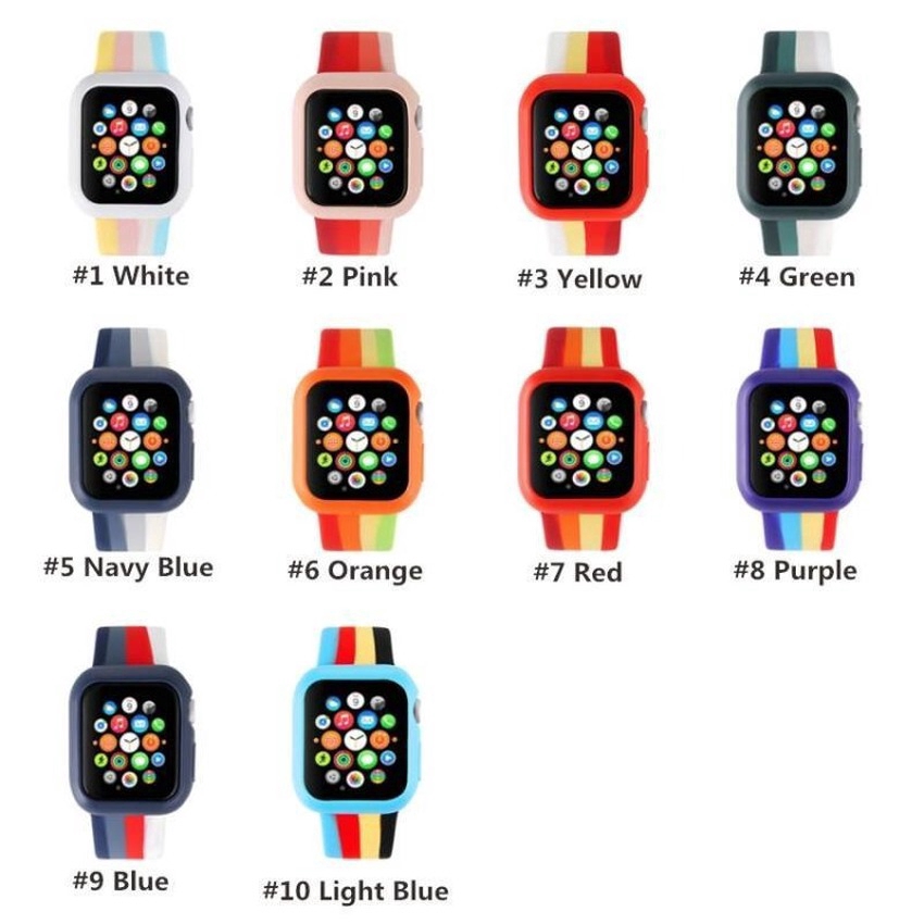 Dây Đeo Silicon Màu Cầu Vồng Cho Đồng Hồ Thông Minh Apple Watch 42mm 44mm 38mm 40mm Iwatch Series 6 SE 5 4 3 2 1