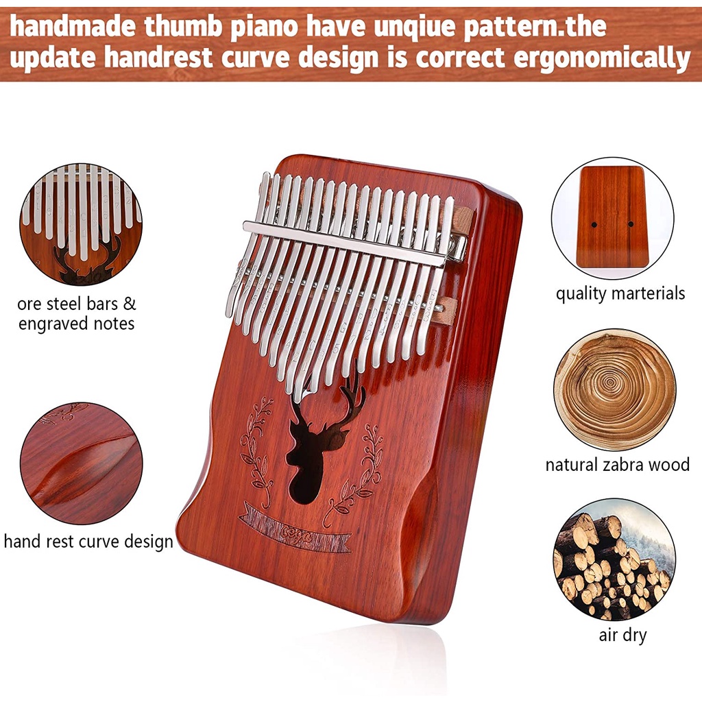 Đàn kalimba 17 phím Gỗ Đàn Hương Tonic Kalimba hình nai CG-001 GOGOM-018001