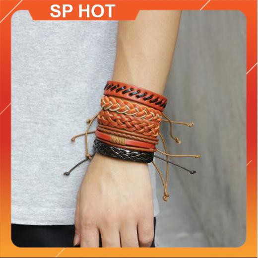 Combo 6 Vòng Tay Da Handmade - A4