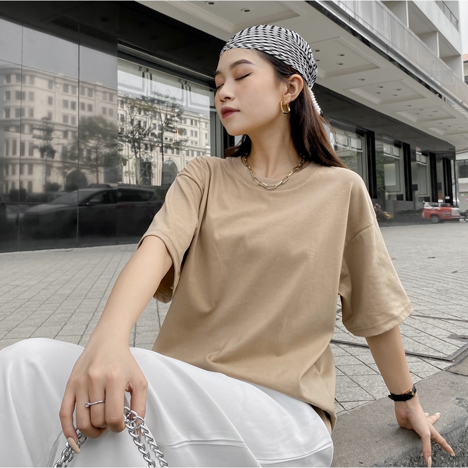 Áo thun trơn unisexCAO CẤP form basic 100% cotton premium vải dày, không xù lông SOUL OF A NATION-Trắng/Đen/Kem/Be/Hồng