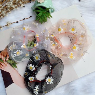Dây cột (buộc) tóc Scrunchies thêu hoa Hàn Xẻn