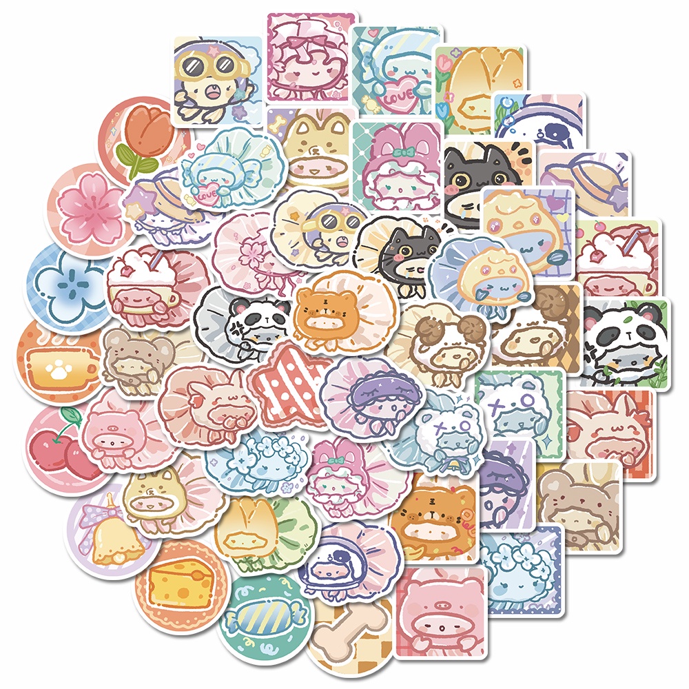 Bộ 50 Miếng Dán Trang Trí Laptop Chống Thấm Nước Hình Cá Vàng Hoạt Hình Dễ Thương