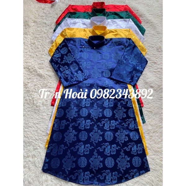 Khăn áo hầu đồng - áo ngũ vị tôn quan gâm trơn chữ thọ