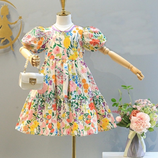 Đầm bé gái công chúa hoa xinh cho bé