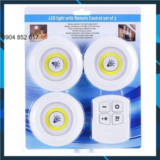 Bộ 3 đèn LED dán tường + 1 remote tiện dụng gắn Tủ quần áo + Tủ bếp + Tủ rượu ....