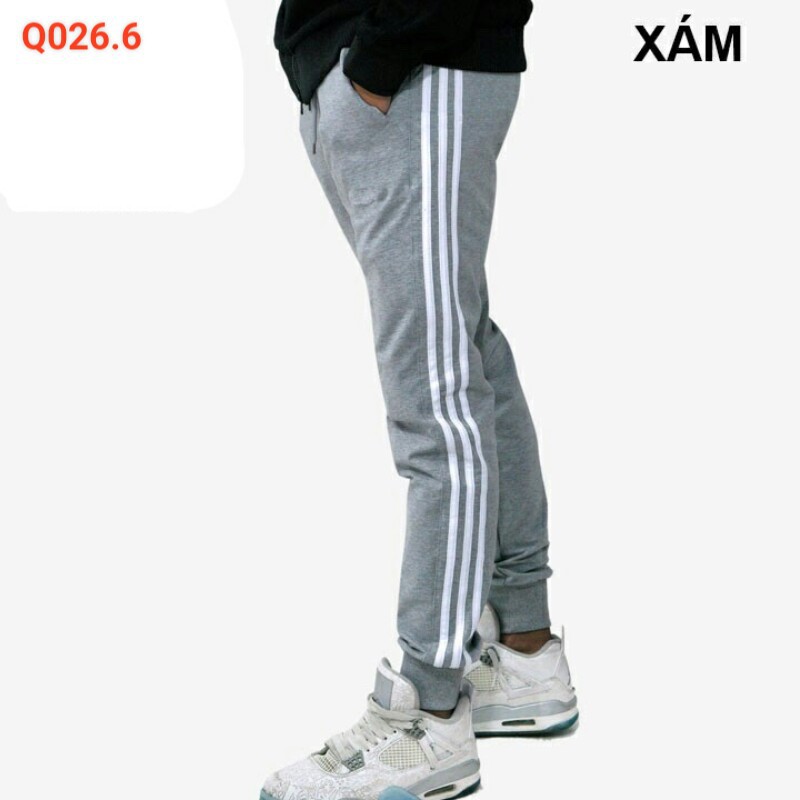 Quần dài jogger ⚡️ SIÊU PHẨM MỚI ⚡️ QUAN THỂ THAO NAM PHỐI 3 SỌC NHIỀU MÀU vải thun NỈ đen XÁM có túi đẹp