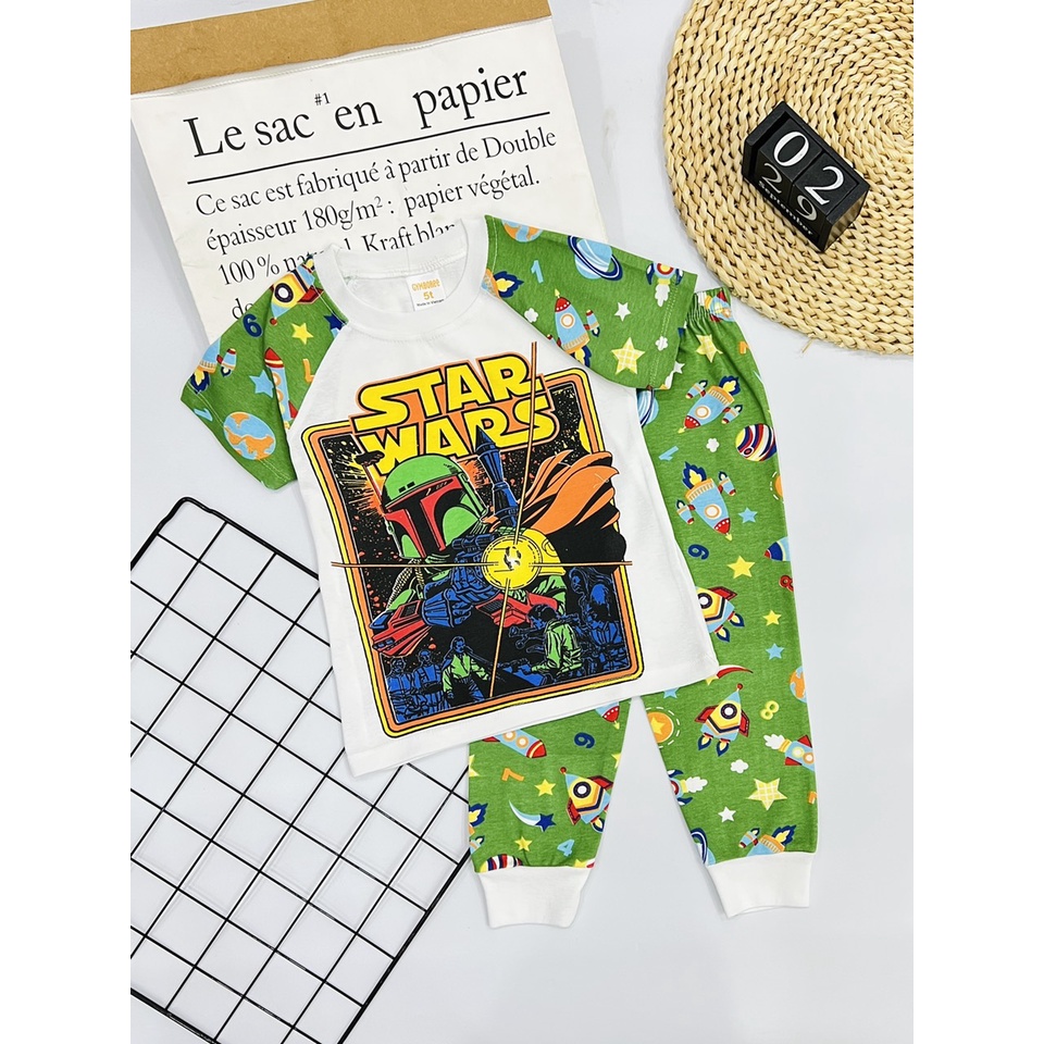 Đồ bộ bé trai tay ngắn quần dài thun cotton vnxk 22 42kg J498