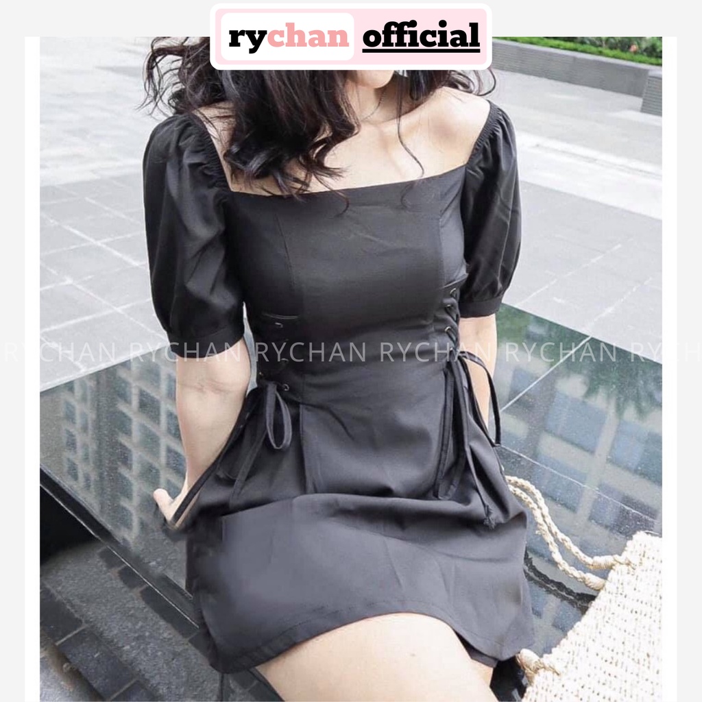 Đầm Xòe Đan Eo Cổ Vuông 3 Màu - DX933