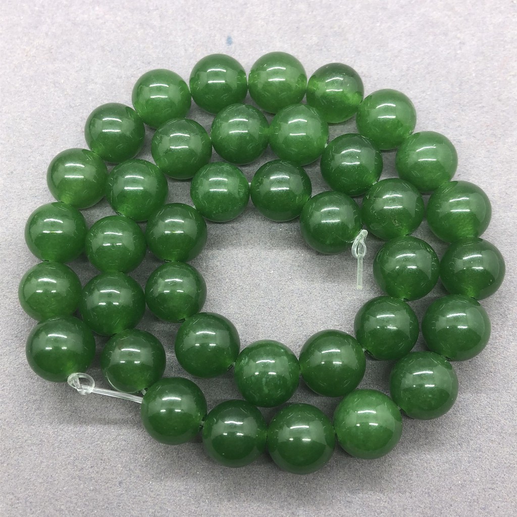 Chuỗi Hạt Đá Chalcedony Màu Xanh Lá Cây Đậm, Kích Cỡ 4-14mm