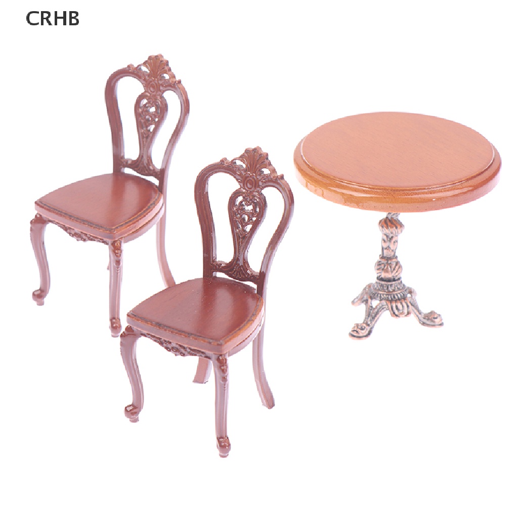 CRHB 1/12 Wood Dollhouse Miniature Wooden Furniture Miniature Round Stool/table NEW