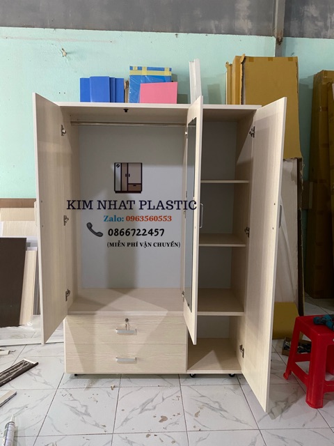 Tủ quần áo nhựa Đài Loan màu gỗ sồi freeship tphcm