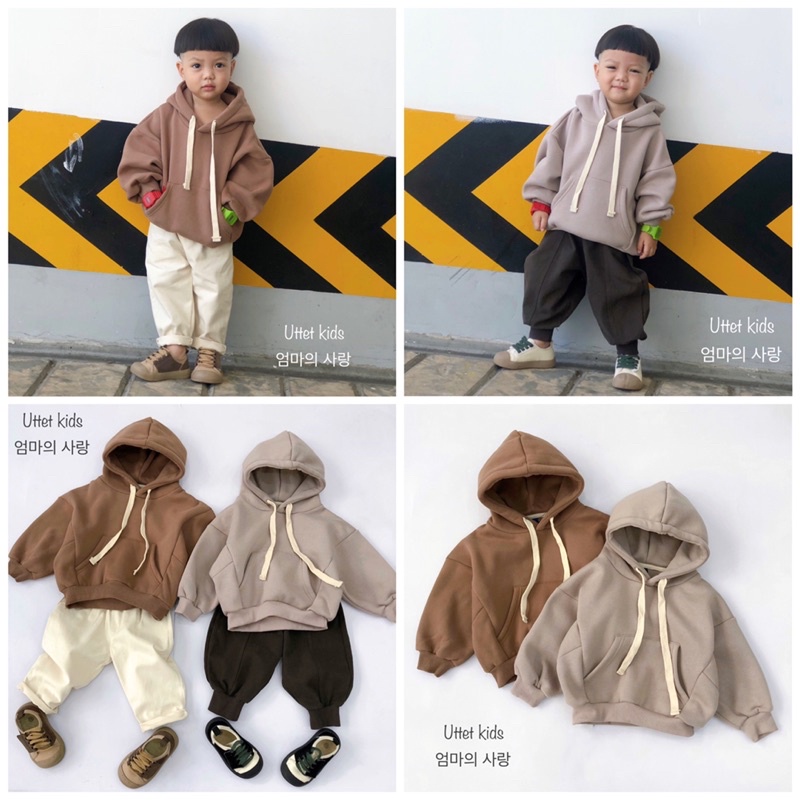 [Ảnh thật] ÁO HOODIE TRƠN HÀN QUỐC 028 DÀNH CHO BÉ GÁI VÀ BÉ TRAI MÙA THU ĐÔNG