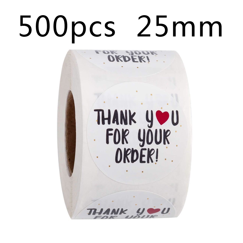 High Quality 500pcs/roll Thank You Stickers Seal Labels Scrapbook Handmade Sticker Circle Stationery Food Hand Made Deco for Envelope Gift Pocket Notebook