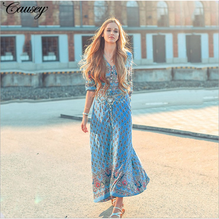 Đầm Maxi Boho Vintage - Váy maxi cao cấp