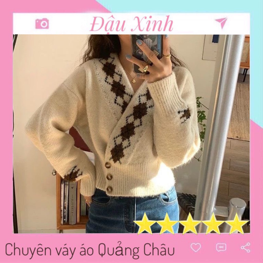 Áo len nữ hàn quốc kiểu dáng croptop cổ chữ v dài tay - 209