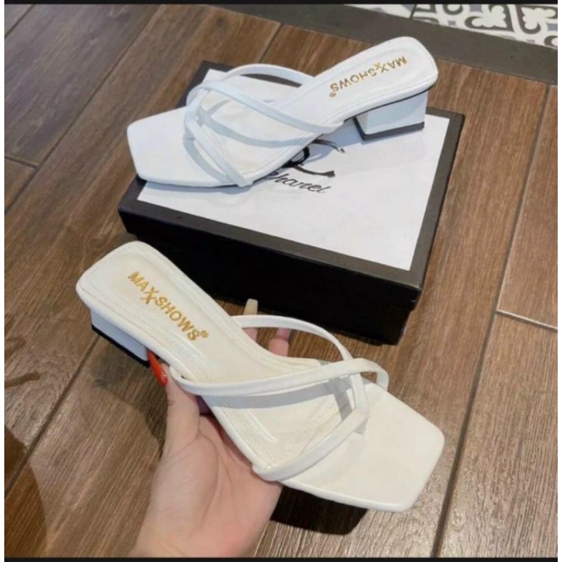 Giày Cao Gót Đan Dây Xỏ Ngón Nữ Cao 3 phân Đế Vuông