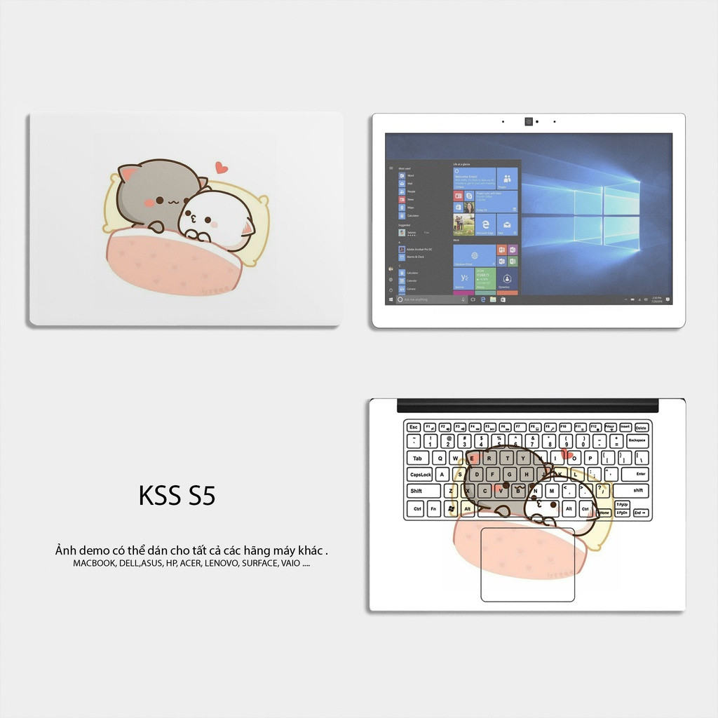 Miếng Dán Laptop Mẫu Gấu Cặp Dễ Thương - Dán Cho Tất Cả Các Dòng Máy