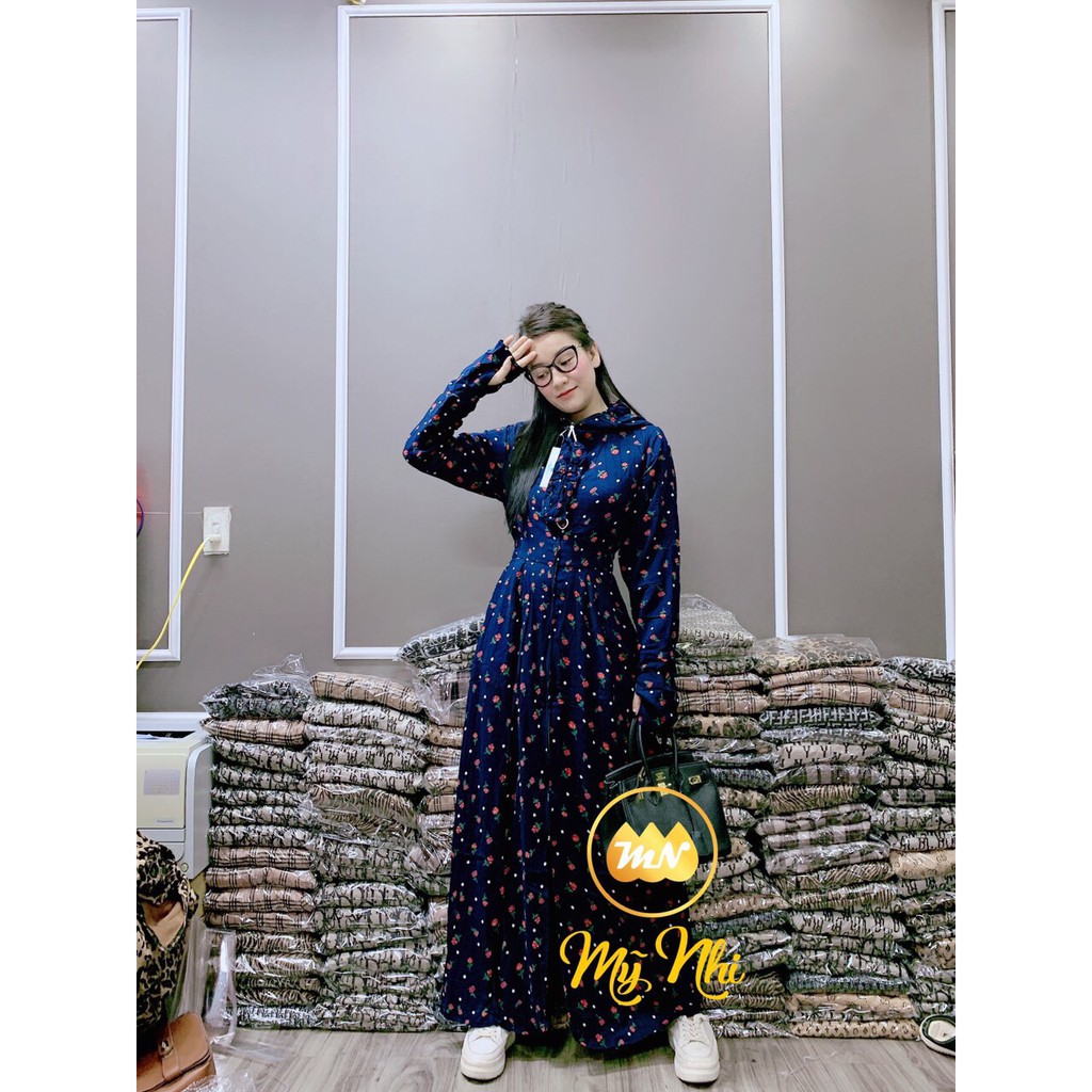 Áo chống nắng toàn thân 3 lớp vải lanh nhung thoáng mát dài che phủ chân