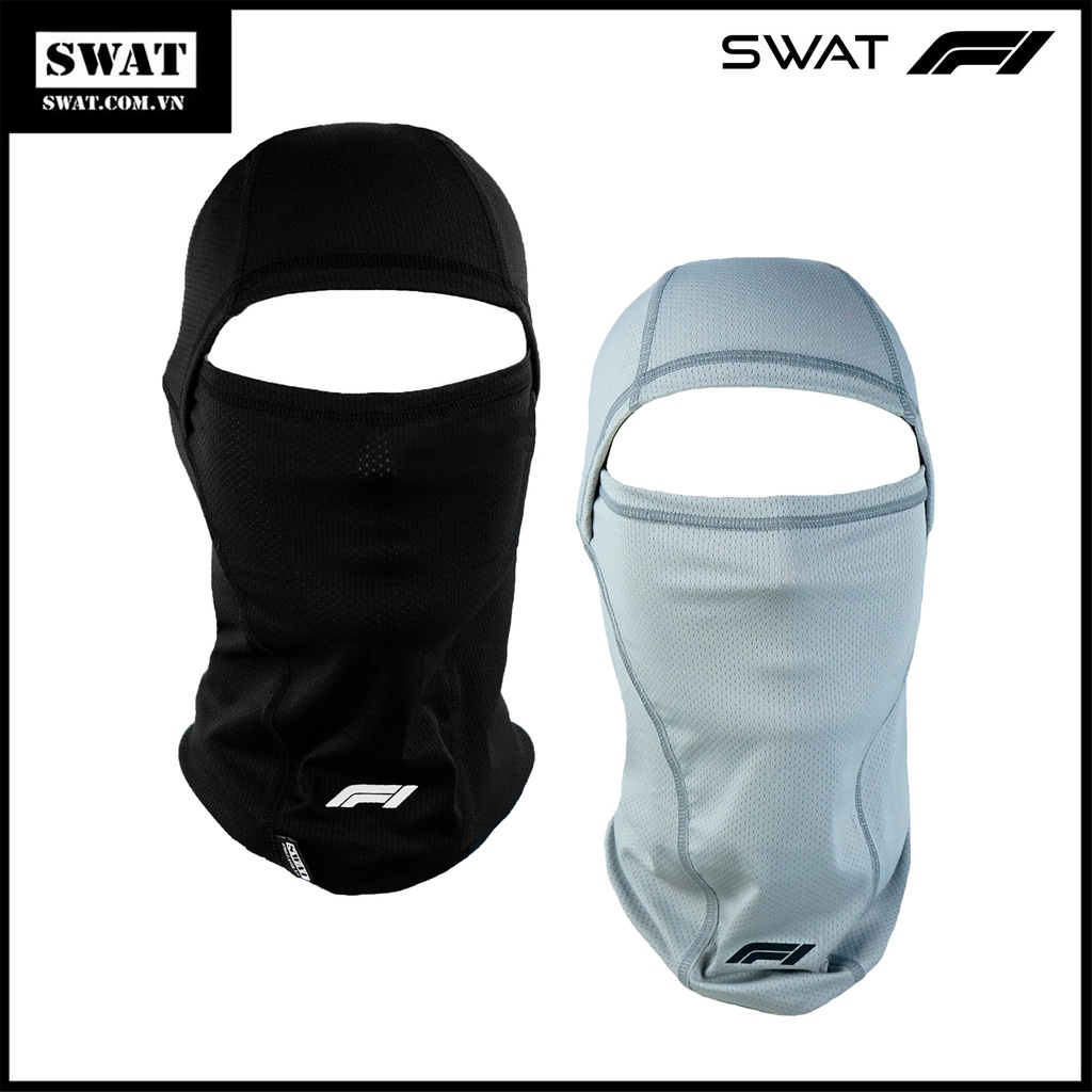 Khăn trùm đầu F1 SWAT đen xám vải lưới thông hơi siêu co dãn, chống nắng tiện lợi, hàng chuẩn xịn cao cấp