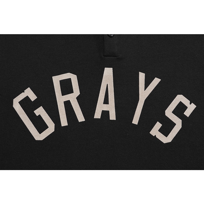 FOG FEAR OF GOD seventh season main line GRAYS flocking print Henry collar short-sleeved trendy men's T-shirt