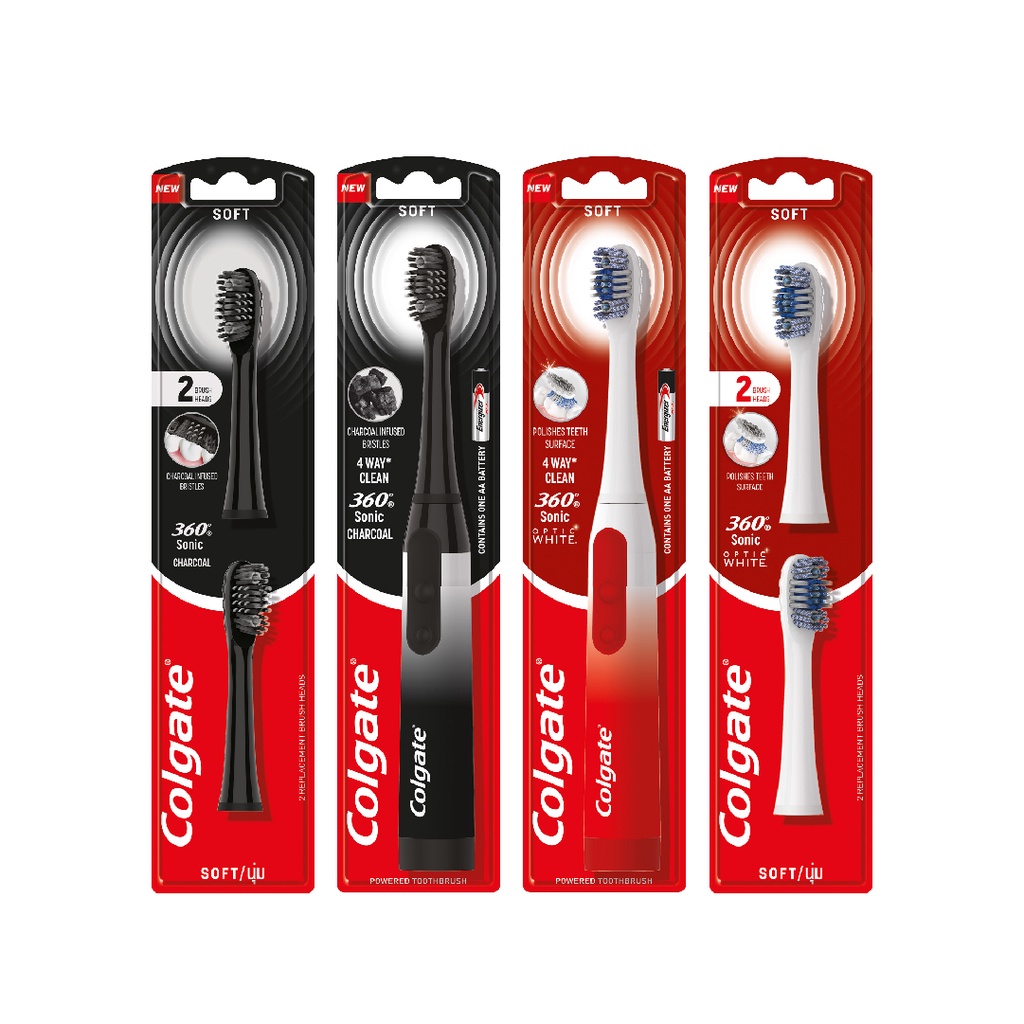 Bộ Bàn chải điện Colgate Sonic 360 Charcoal và Optic White kèm 2 đầu thay