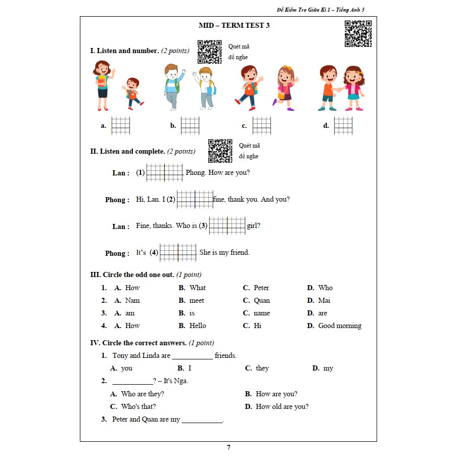 Sách - Đề Kiểm Tra Tiếng Anh 3 - Học Kì 1 (1 cuốn)