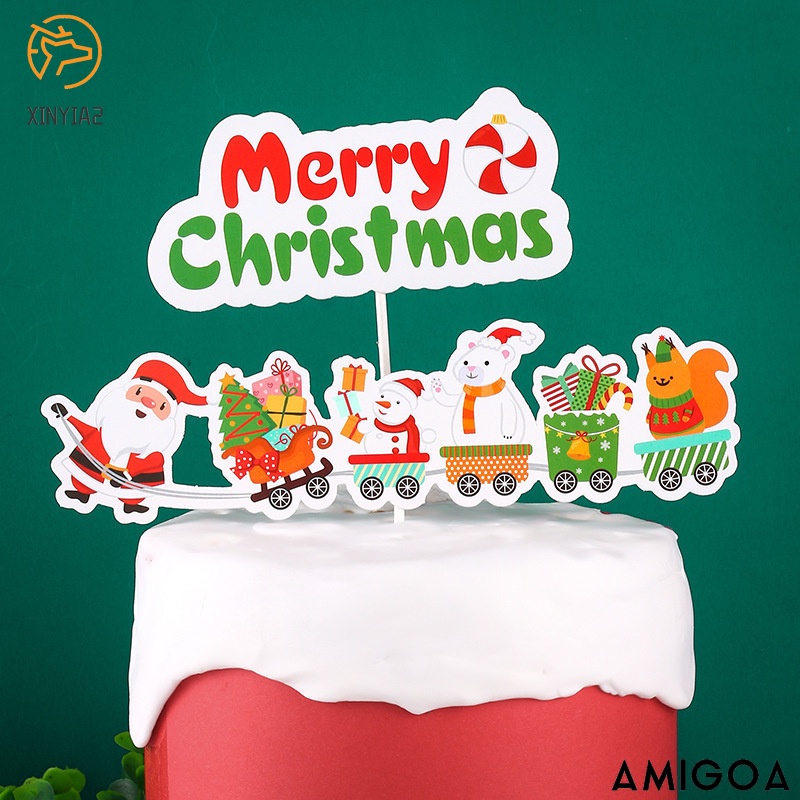 ✨✨Phụ kiện trang trí bánh kem họa tiết ông già noel dịp giáng sinh