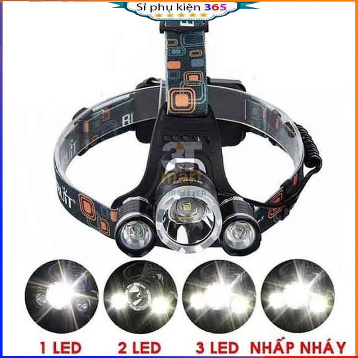 Đèn pin đội đầu đeo trán 3 bóng siêu sáng