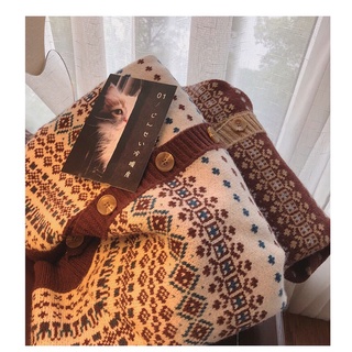 Áo khoác cardigan len hoạ tiết