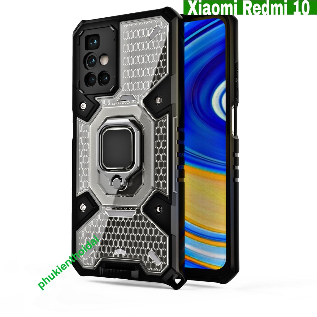 Ốp lưng Xiaomi Redmi 10 kiểu dáng tổ Ong Iring không gian mới chống sốc giá đỡ xem phim bảo vệ camera