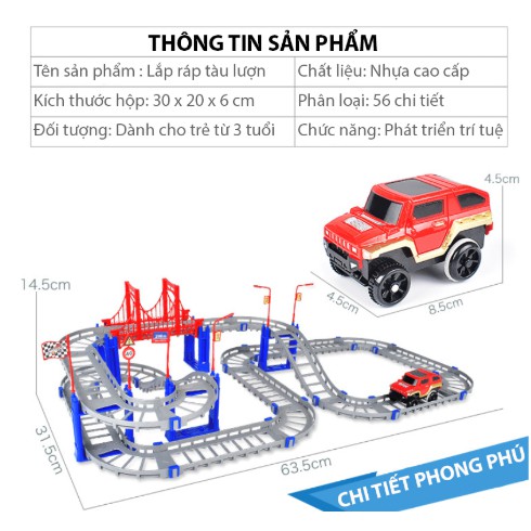 Bộ Đồ Chơi Đường Đua Ôtô - Lắp Ghép Thông Minh 56 Chi Tiết - Cho Bé Thỏa Sức Sáng Tạo - Đường Đua Mô Hình Lắp Ráp