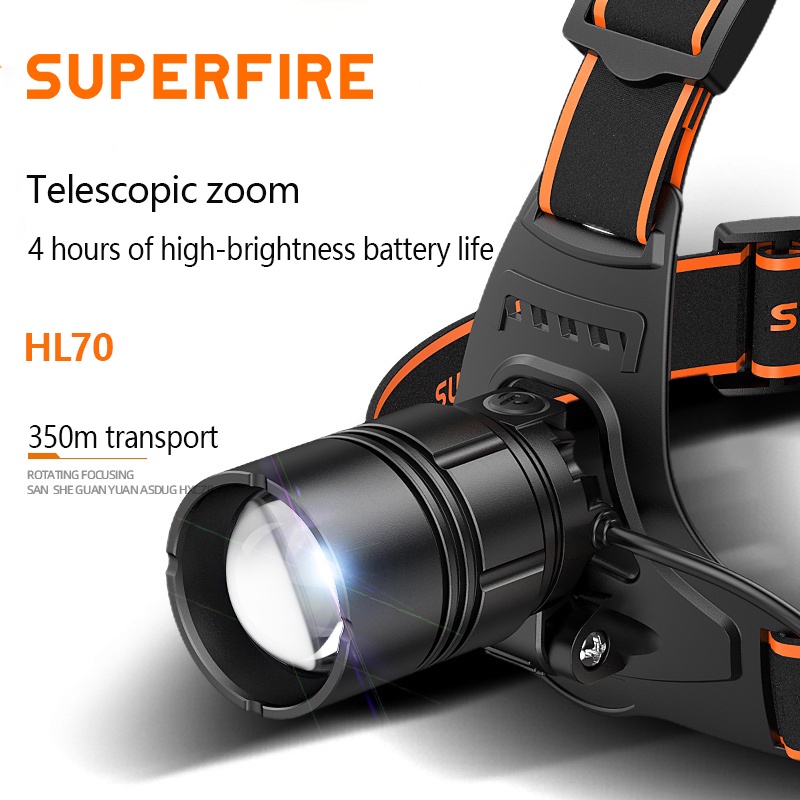 SUPERFIRE HL70 Đèn pin đội đầu siêu sáng cao cấp