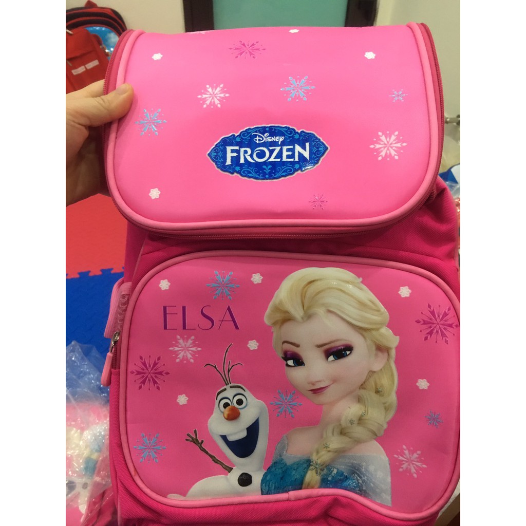 Balo Chống Gù dáng hộp cặp học sinh tiểu học cho bé gái,siêu nhẹ in hình ELSA SOFIA BẠCH TUYẾT TE34