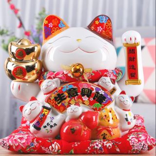 Mèo thần tài vẫy tay xài điện 26cm MAY MẮN . TÀI LỘC