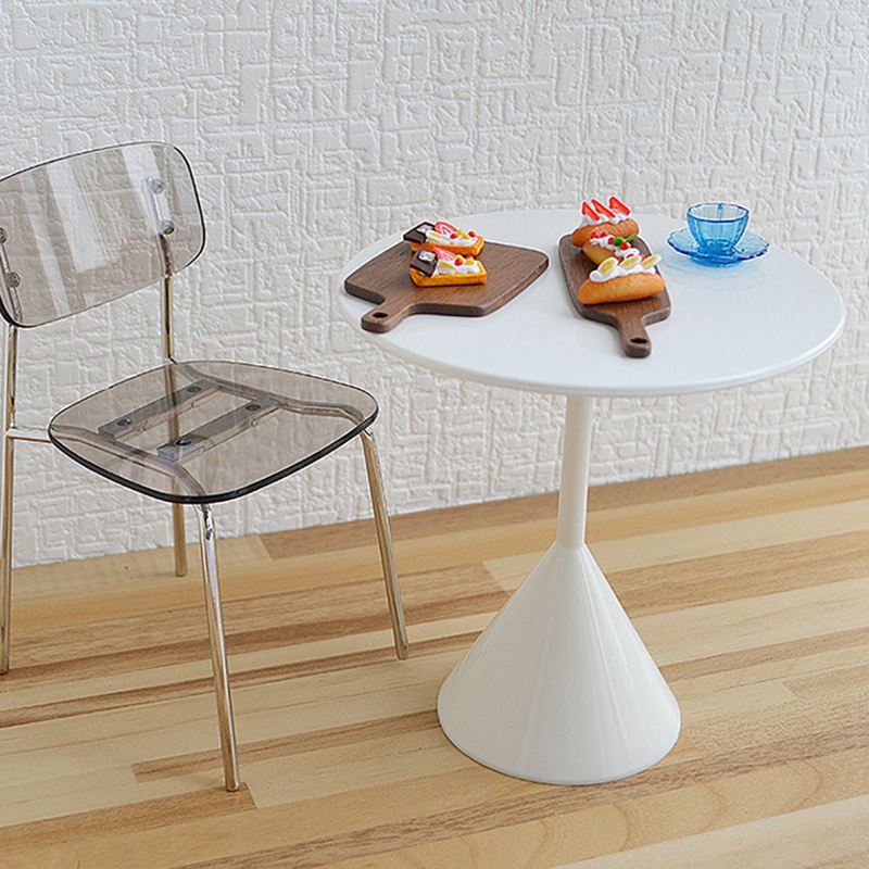 Set 2 Bàn Trà Mini Màu Đen Tỉ Lệ 1/6 Trang Trí Nhà Búp Bê