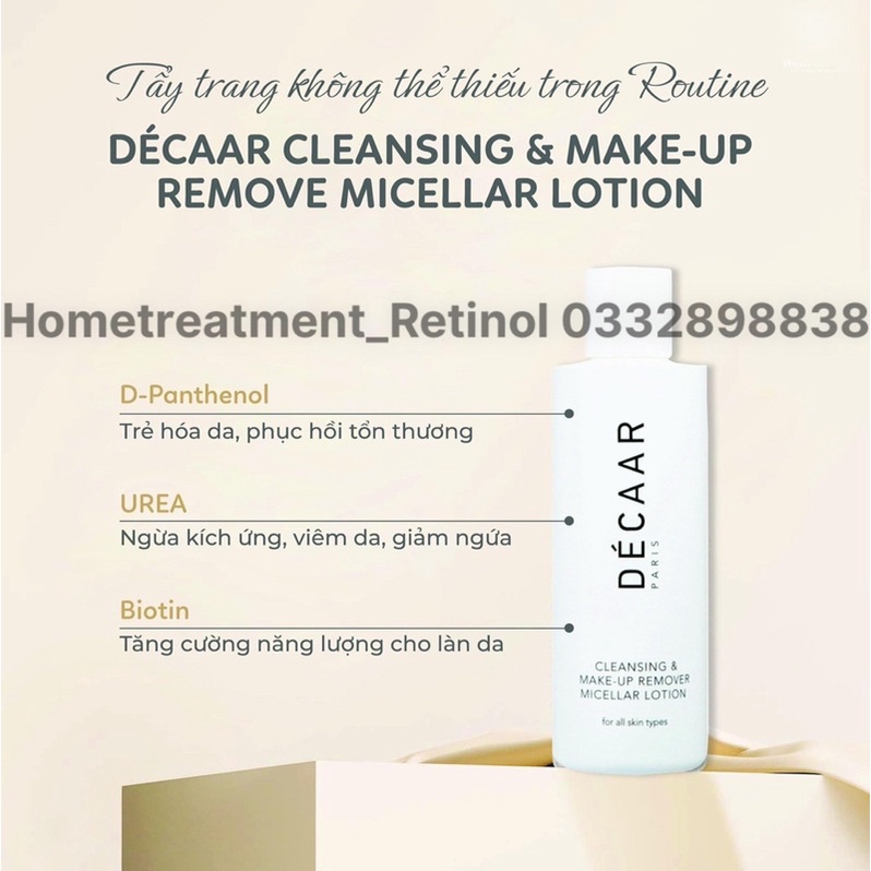 Tẩy trang lợi khuẩn Décaar Cleansing Makeup Remove Micellar Lotion dành cho mọi loại da
