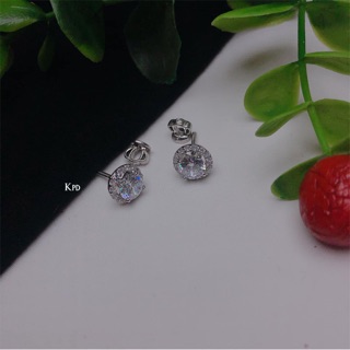 KHUYÊN TAI NỤ ĐÁ TRÒN CHỐT ỐC VẶN CHẮC CHẮN - BÔNG TAI BẠC TA