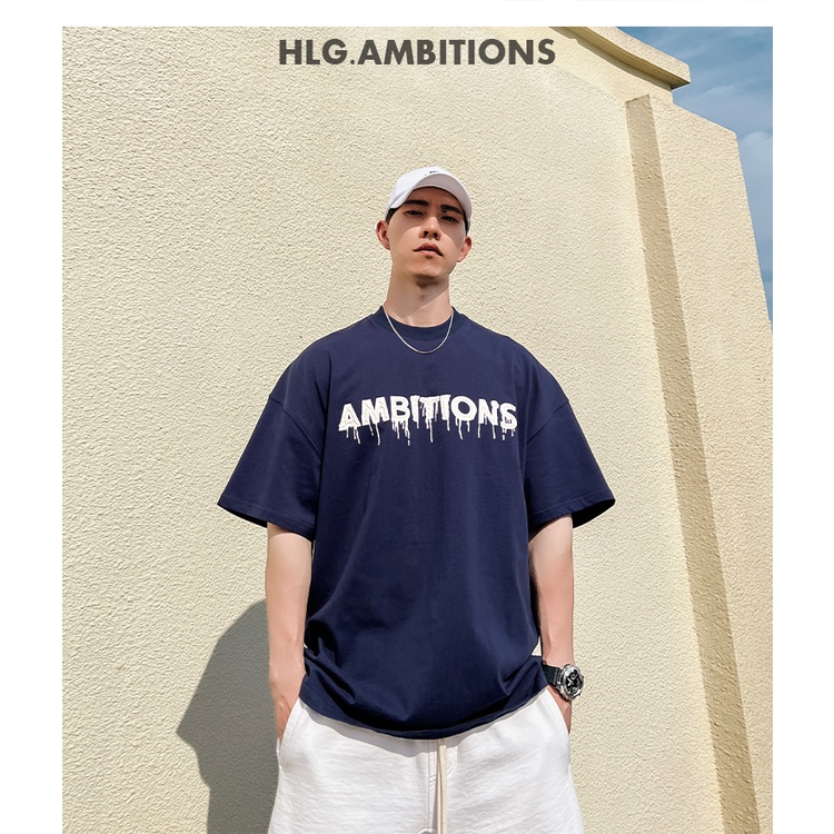 Áo phông nam cổ tròn AMB Phối chữ chảy huyền bí cao cấp  - Cotton thoáng mát thoải mái đường phố Mỹ