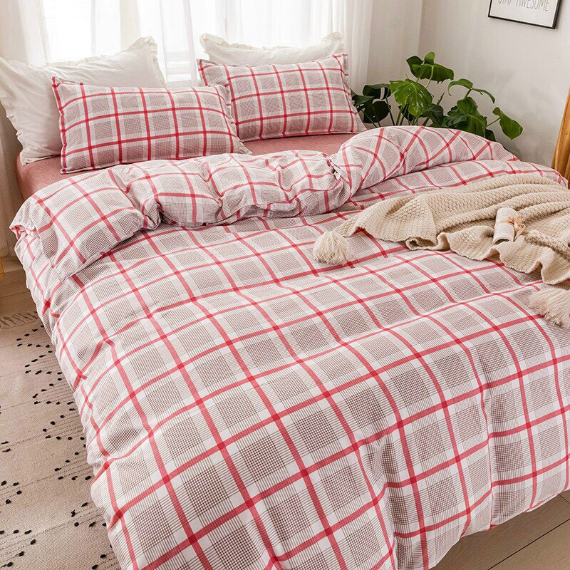 Cotton Poly Nhập Khẩu - Caro Xám Đỏ (SP001316)