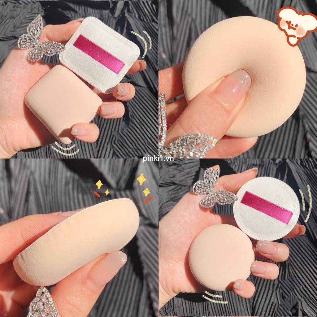 [Hàng mới về] Bông tán kem/phấn trang điểm hình vuông/tròn co giãn màu kẹo ngọt