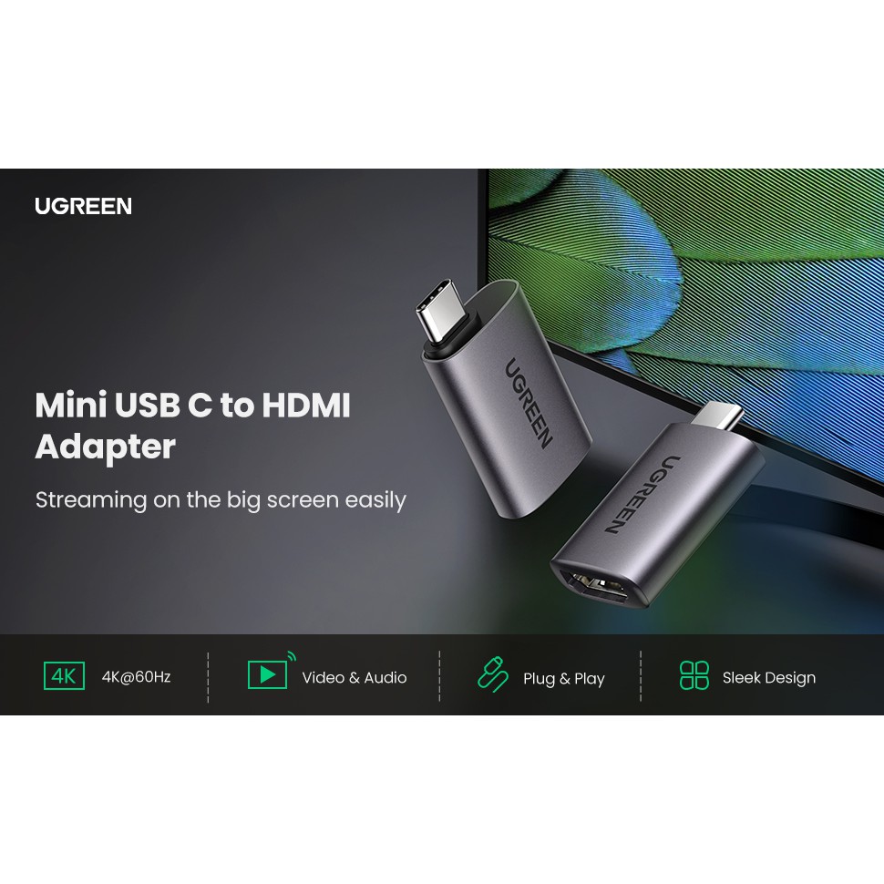 Đầu chuyển USB Type C to HDMI 4K@60Hz Cao Cấp Ugreen 70450 (UHD/HDG) US320 Chính hãng