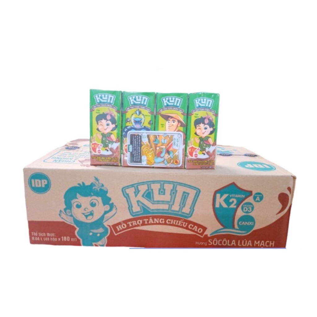 [Thùng 48 Hộp] Sữa Kun Socola Cacao Lúa Mạch 180ml