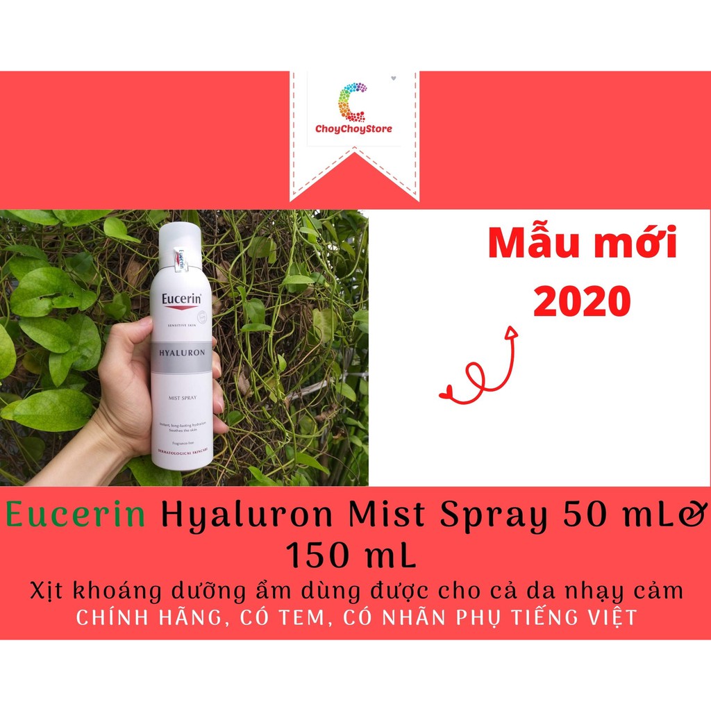 [TEM CTY] Xịt khoáng EUCERIN Hyaluron Mist Spray 50 mL& 150 mL -  dưỡng ẩm dùng được cho cả da nhạy cảm