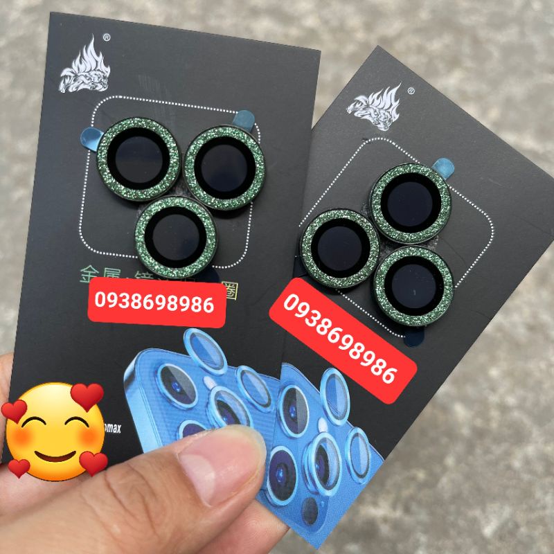 bộ 3 dán camera nhũ xanh rêu iphone 12 pro max / 13 / 13 mini / 13 pro / 13 pro max chuẩn đẹp