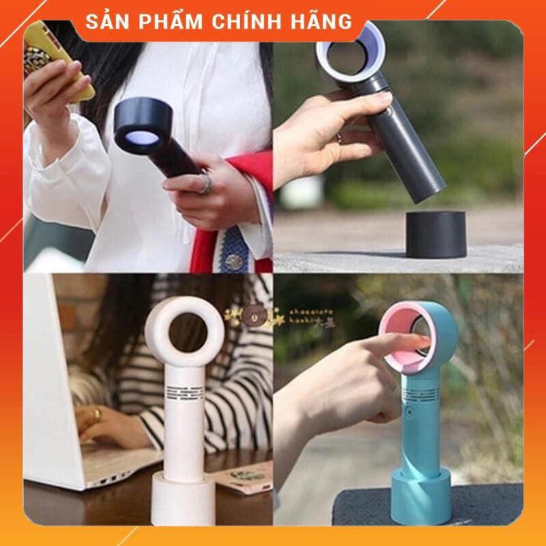 [HOT] Quạt Cầm Tay Mẫu Mới Thiết Kế Không Cánh Điều Chỉnh 3 Tốc Độ Có Đế Để Bàn Kèm Pin Sạc USB