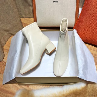 💖FULLBOX BOOT💖 Bốt chui chân mũi vuông 5p da mềm siêu êm