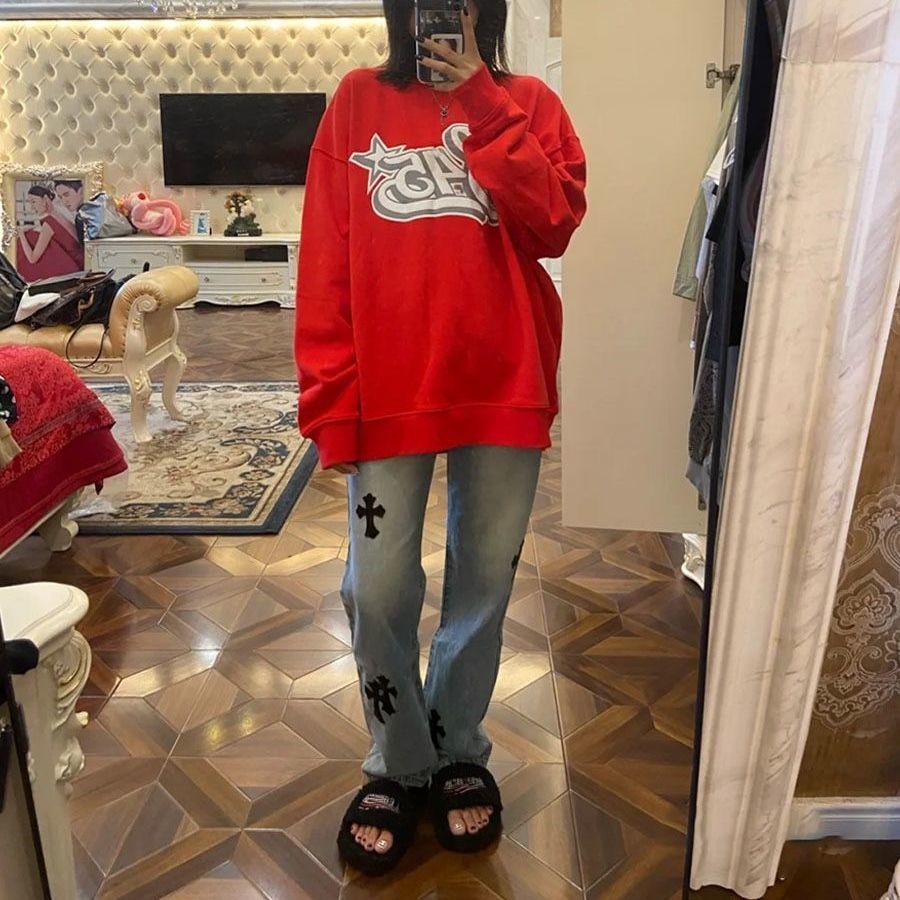 Quần jean dài eo cao ống rộng thời trang xuân thu sành điệu dành cho nữ